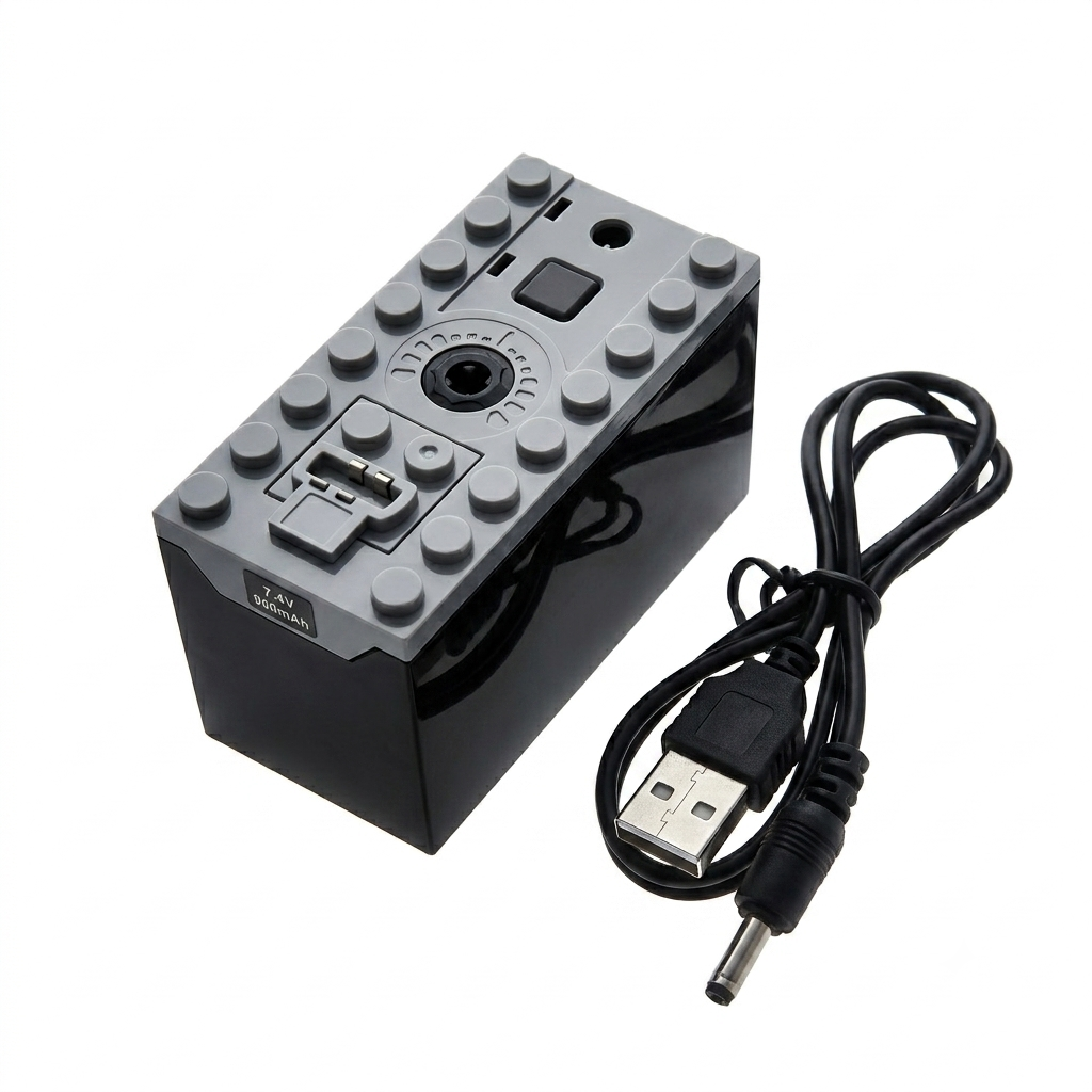 Power Functions Rechargeable 7.4V 900mA Lithium Battery Box with Charging Cable
