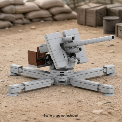 Heavy AA Gun on Cross Mount in a battle scene; scene props not included