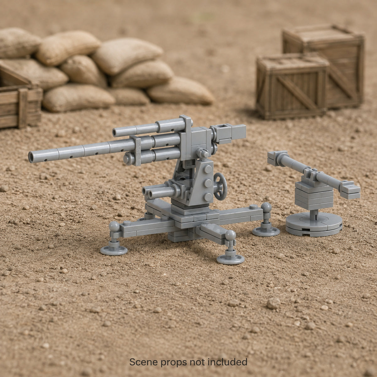 Heavy AA Gun with Rangefinder in a battle scene; scene props not included