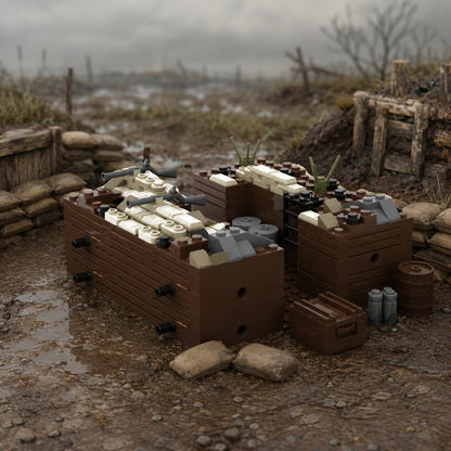 Trench Gun Point with Sandbags in a historical diorama scene; scene props not included