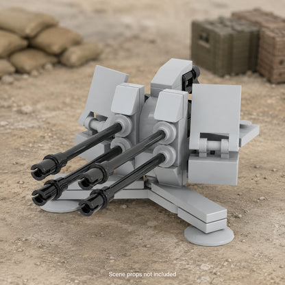Quad-Barrel Flak Gun in a battle scene; scene props not included