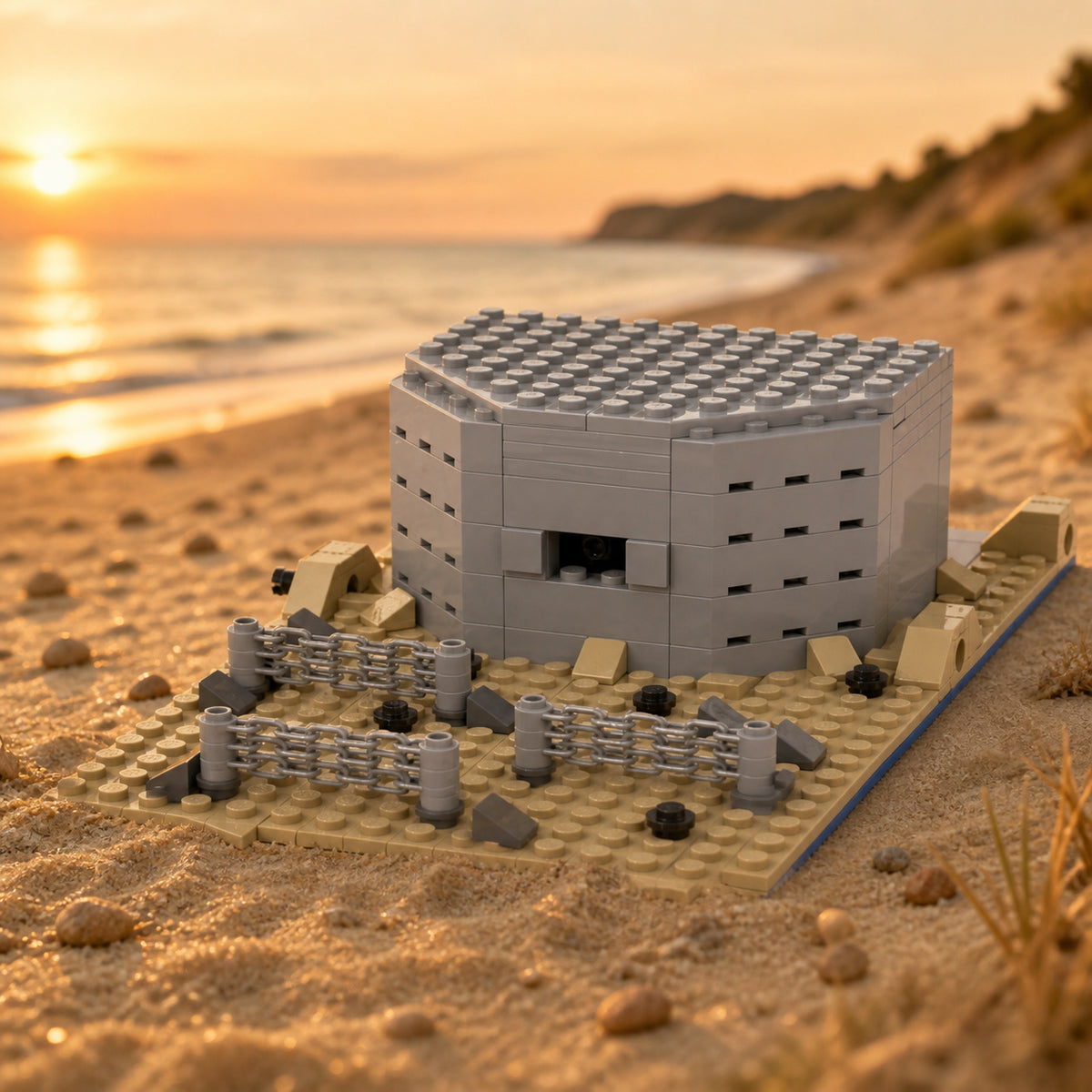 Beach Bunker Sand in a sunset coast scene; scene props not included