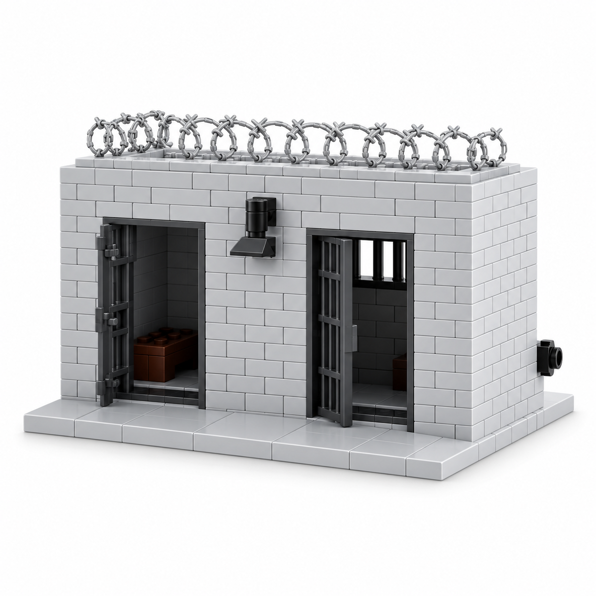 Brick Cell Block with Barred Window and Razor Wire product image