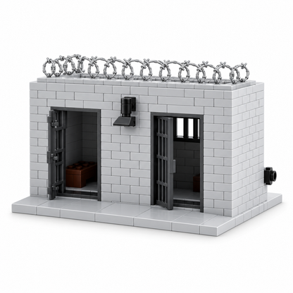 Brick Cell Block with Barred Window and Razor Wire product image