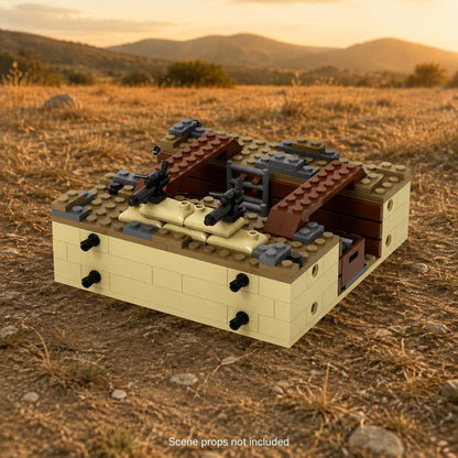 Charging position trench brick build in golden grassland; scene props not included.