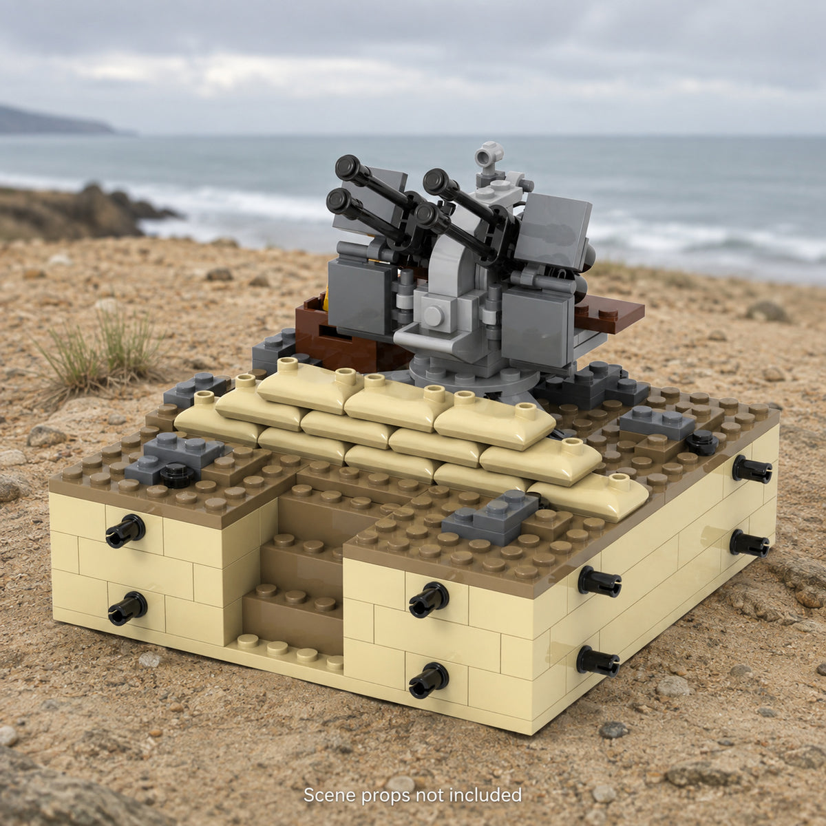 AA gun sandbag position brick build on a coastal ridge; scene props not included.