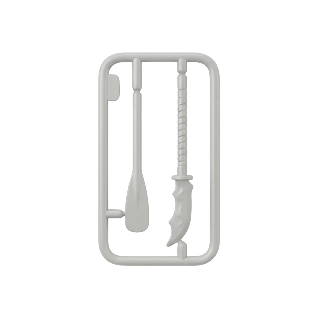 Silver Paddle Oar and Serrated Blade minifigure accessory