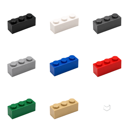 1x3 building bricks shown in assorted colors