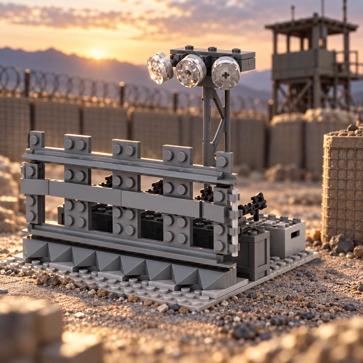 Perimeter Barrier with Floodlight Mast scene