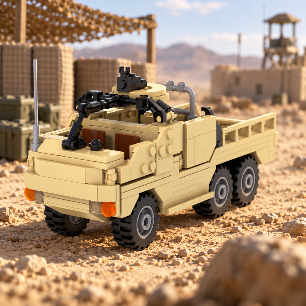Desert Patrol Truck with Mounted Machine Gun scene