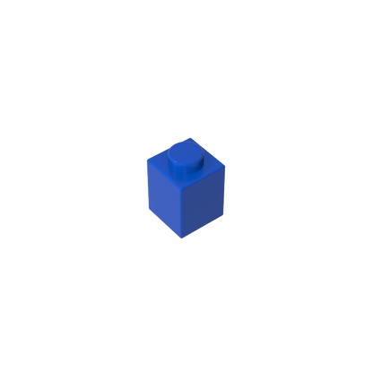 Blue 1x1 building brick, compatible standard shape reference