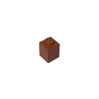 Brown 1x1 building brick, compatible standard shape reference