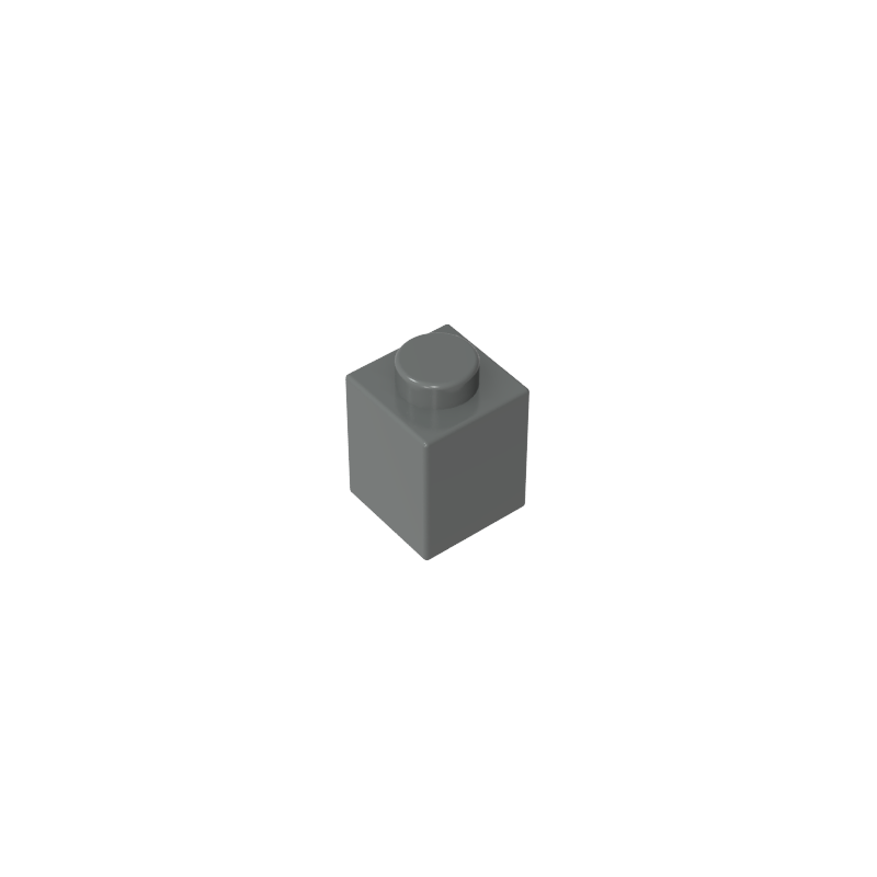 Dark Grey 1x1 building brick, compatible standard shape reference