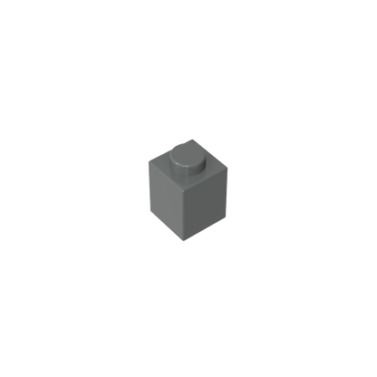 Dark Grey 1x1 building brick, compatible standard shape reference