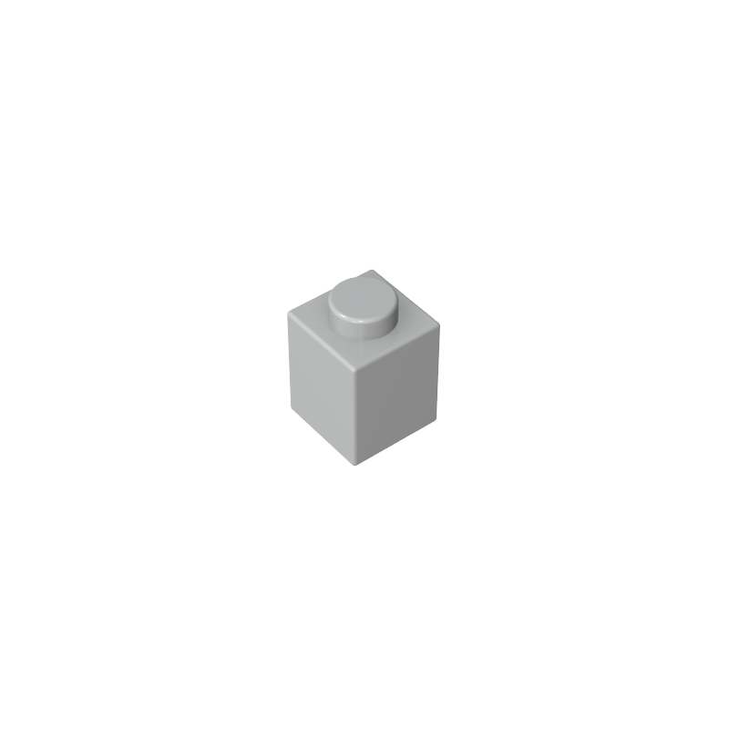 Light Grey 1x1 building brick, compatible standard shape reference