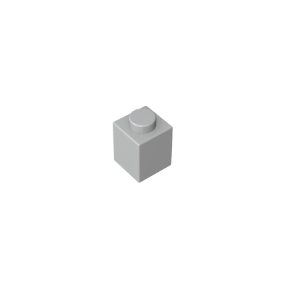 Light Grey 1x1 building brick, compatible standard shape reference