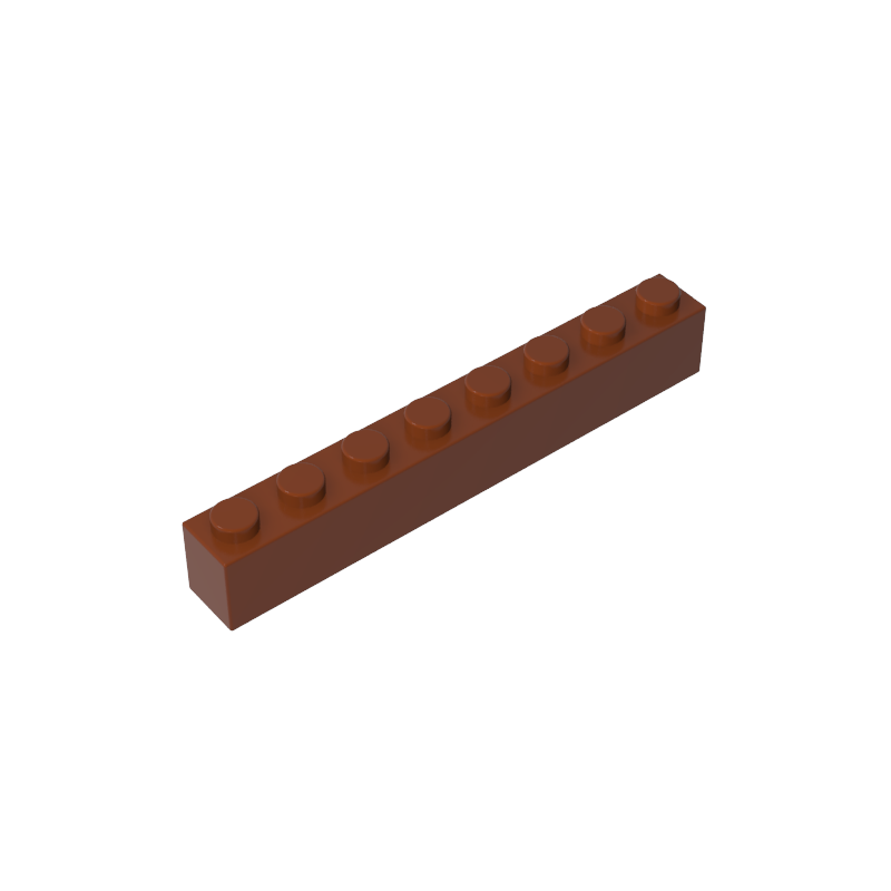 Brown 1x8 building brick, compatible standard shape reference
