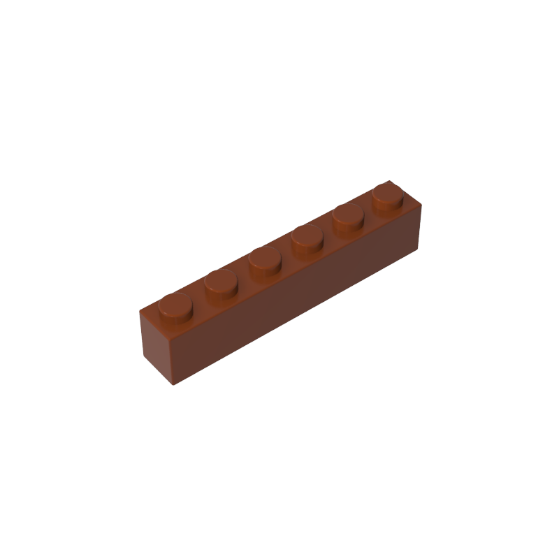 Brown 1x6 building brick, compatible standard shape reference