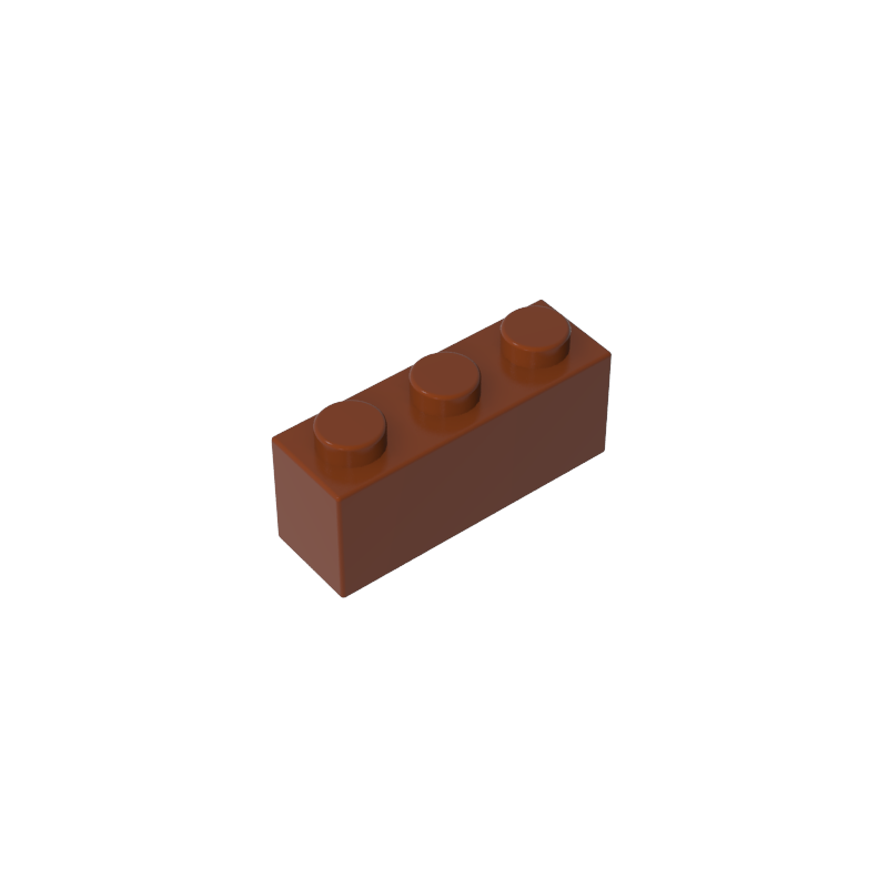 Brown 1x3 building brick, compatible standard shape reference