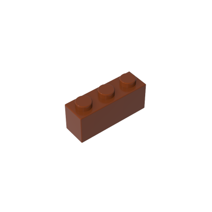 Brown 1x3 building brick, compatible standard shape reference