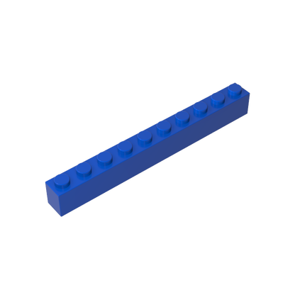Blue 1x10 building brick, compatible standard shape reference