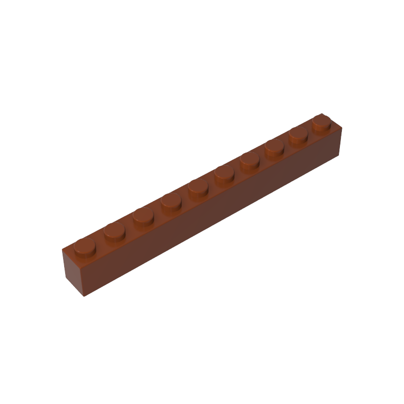 Brown 1x10 building brick, compatible standard shape reference