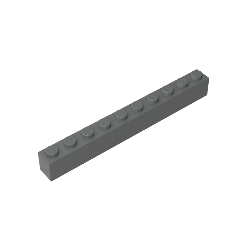 Dark Grey 1x10 building brick, compatible standard shape reference