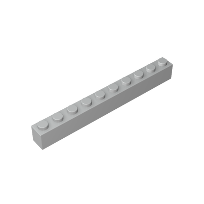 Light Grey 1x10 building brick, compatible standard shape reference