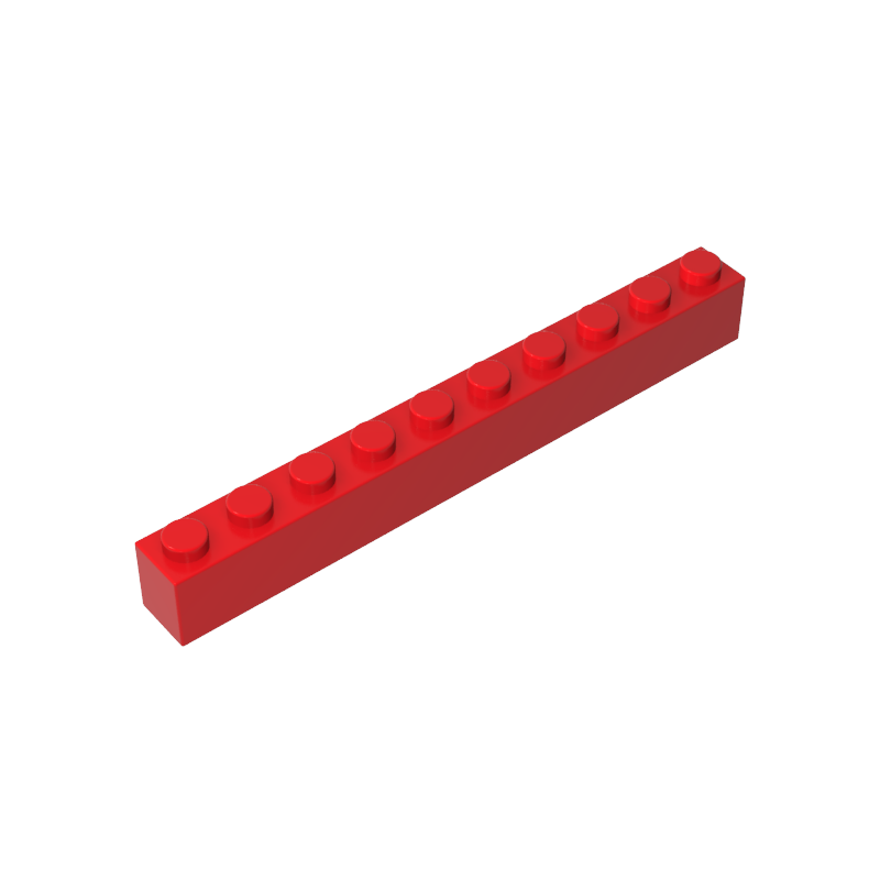 Red 1x10 building brick, compatible standard shape reference