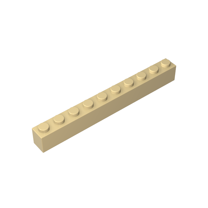 Tan 1x10 building brick, compatible standard shape reference