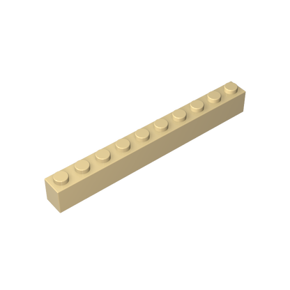 Tan 1x10 building brick, compatible standard shape reference