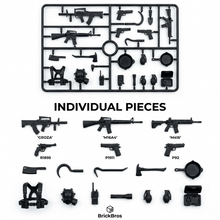 BrickBros 20+ Piece Ultimate Military Weapons & Gear Set — GROZA, M16A4, M416, Pistols, Axes, Med Kit & More | 20+ Pieces