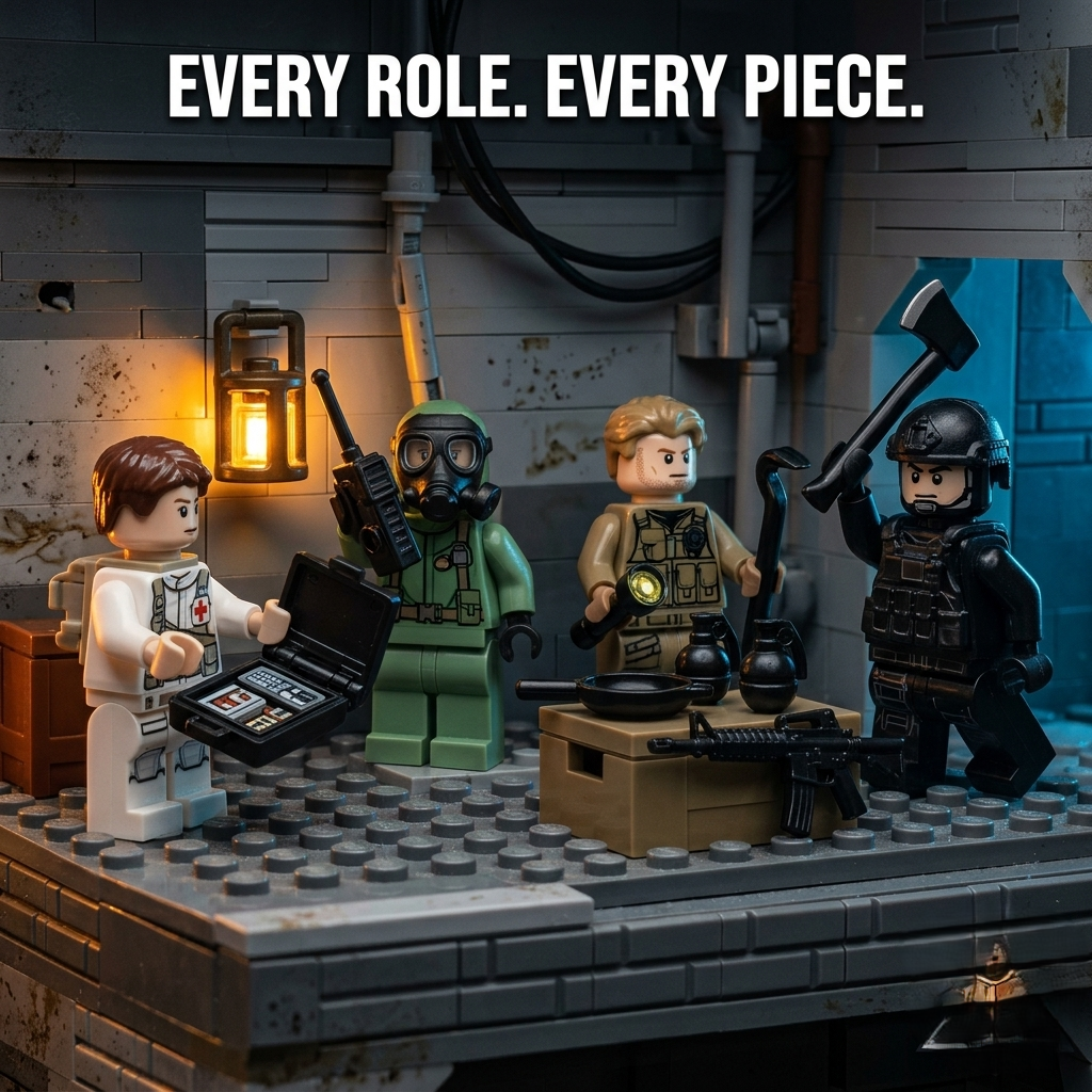 BrickBros 20+ Piece Ultimate Military Weapons & Gear Set — GROZA, M16A4, M416, Pistols, Axes, Med Kit & More | 20+ Pieces