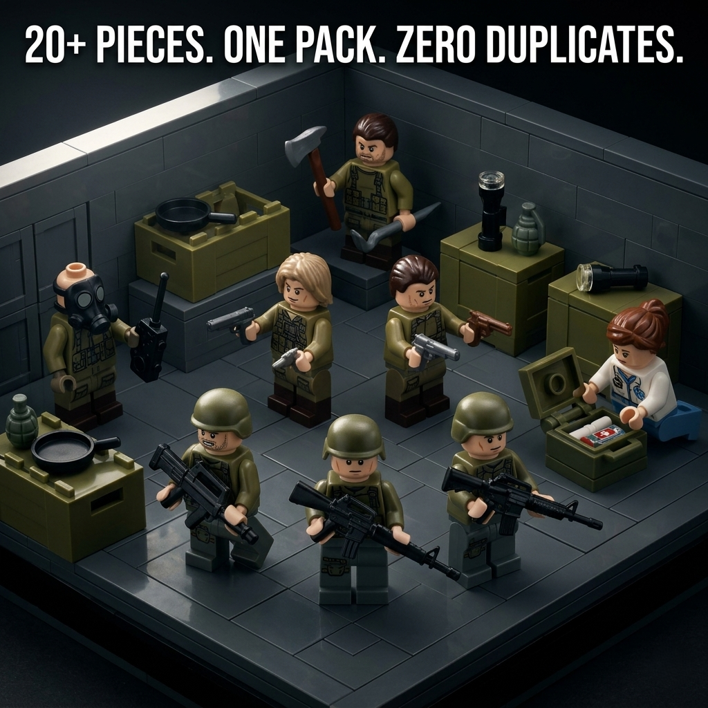 BrickBros 20+ Piece Ultimate Military Weapons & Gear Set — GROZA, M16A4, M416, Pistols, Axes, Med Kit & More | 20+ Pieces