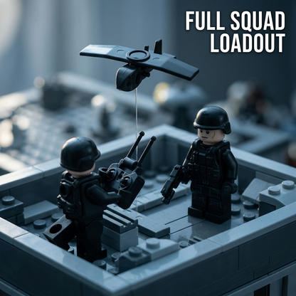 BrickBros Military Weapons Pack — Assault Rifle, Combat Pistol, Drone Unit & Remote