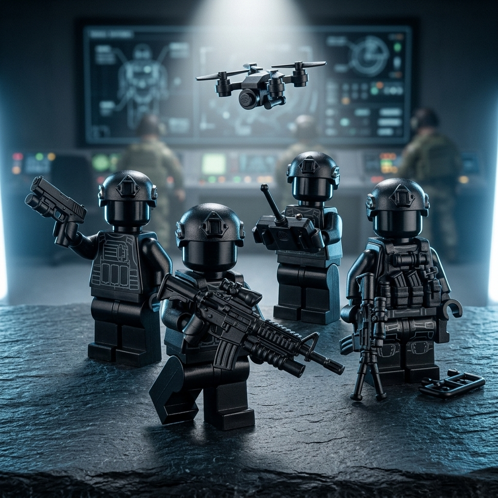 BrickBros Military Weapons Pack — Assault Rifle, Combat Pistol, Drone Unit & Remote