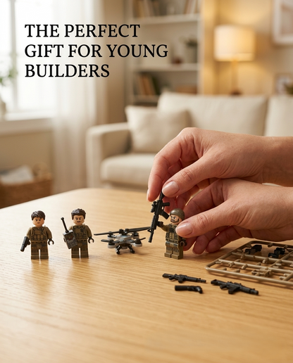 BrickBros Military Weapons Pack — Assault Rifle, Combat Pistol, Drone Unit & Remote