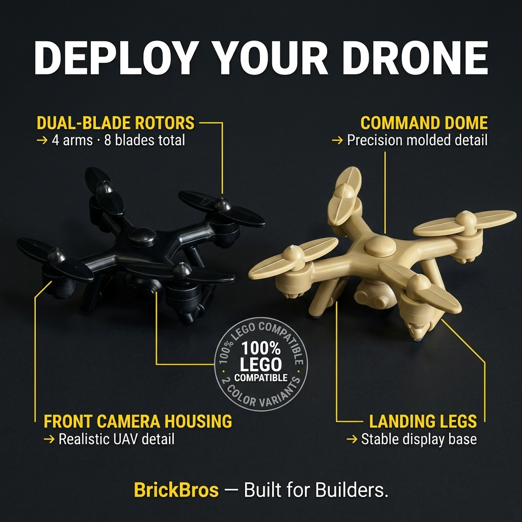 BrickBros Quadcopter Drone Minifigure Accessory — Black & Tan | 2 Colors