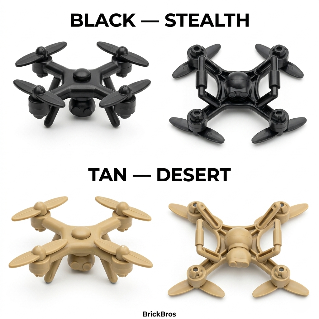 BrickBros Quadcopter Drone Minifigure Accessory — Black & Tan | 2 Colors