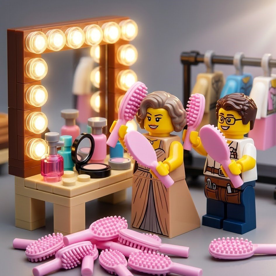 Pink Hair Brush Accessory Minifigure, brick-compatible minifigure accessory from Brick Bros, view 4