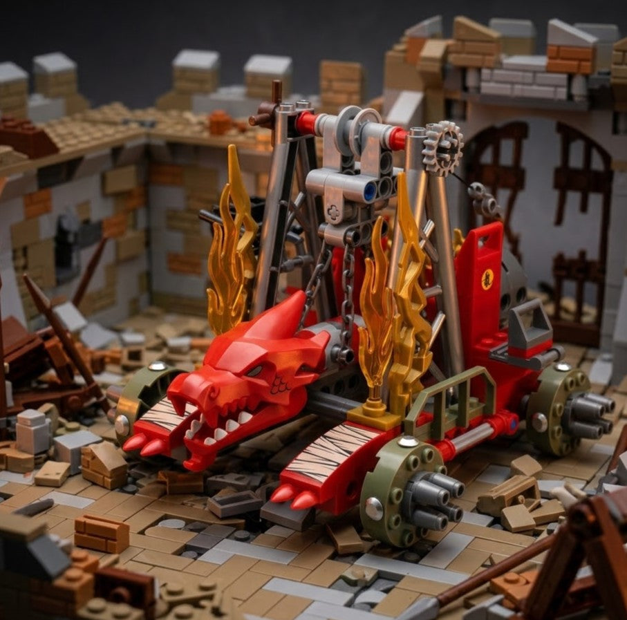 Red Dragon's Siege Power Ultimate Brick Engine Building Set