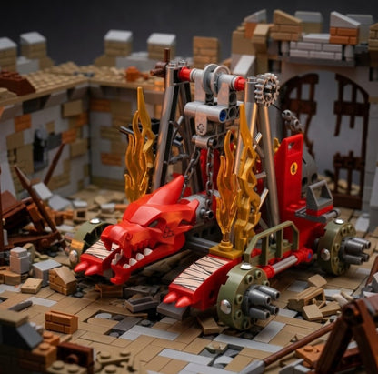 Red Dragon's Siege Power Ultimate Brick Engine Building Set