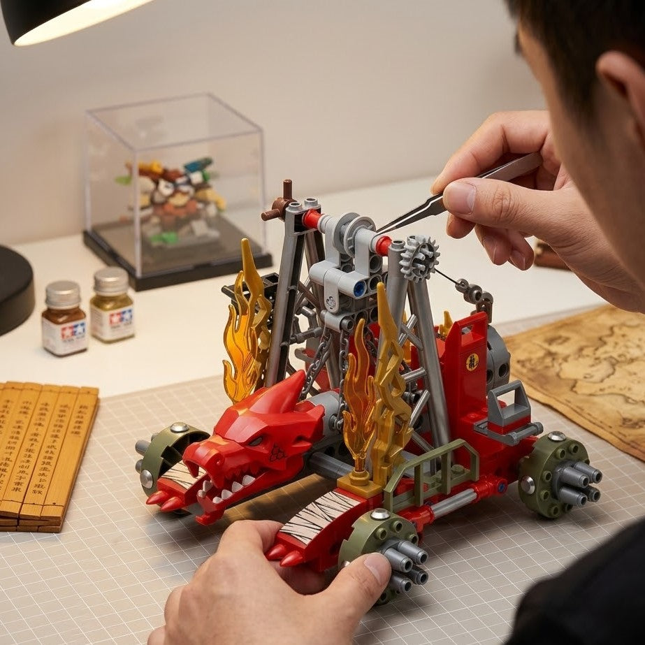 Red Dragon's Siege Power Ultimate Brick Engine Building Set