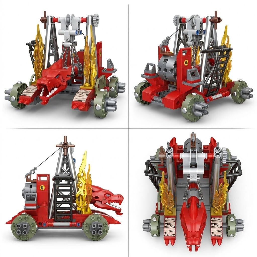 Red Dragon's Siege Power Ultimate Brick Engine Building Set