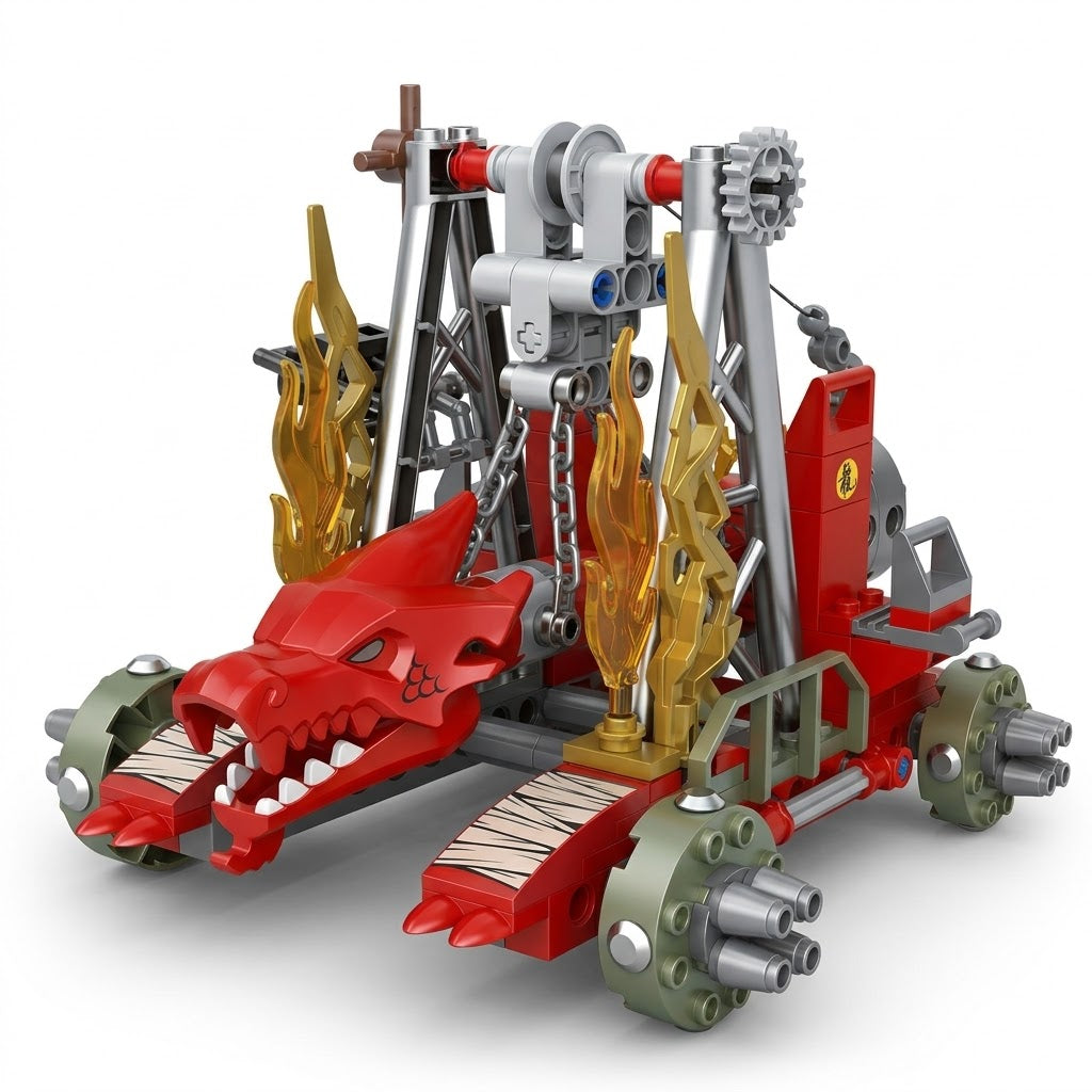 Red Dragon's Siege Power Ultimate Brick Engine Building Set