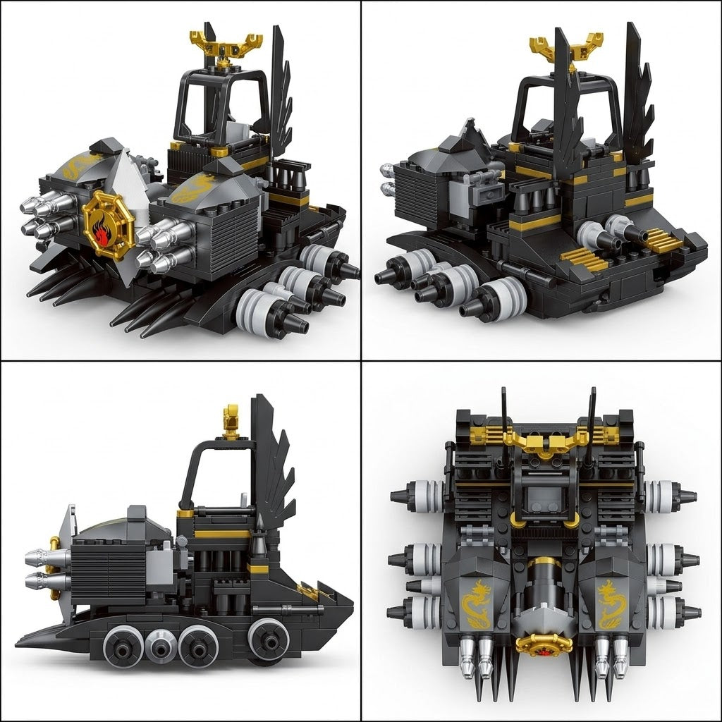 Black & Gold Heavy Assault Battle Vehicle Building Brick Set