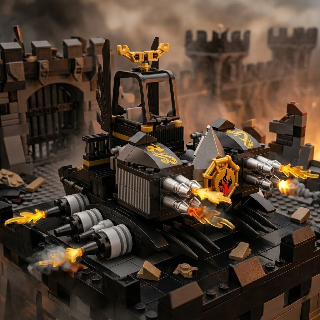 Black & Gold Heavy Assault Battle Vehicle Building Brick Set