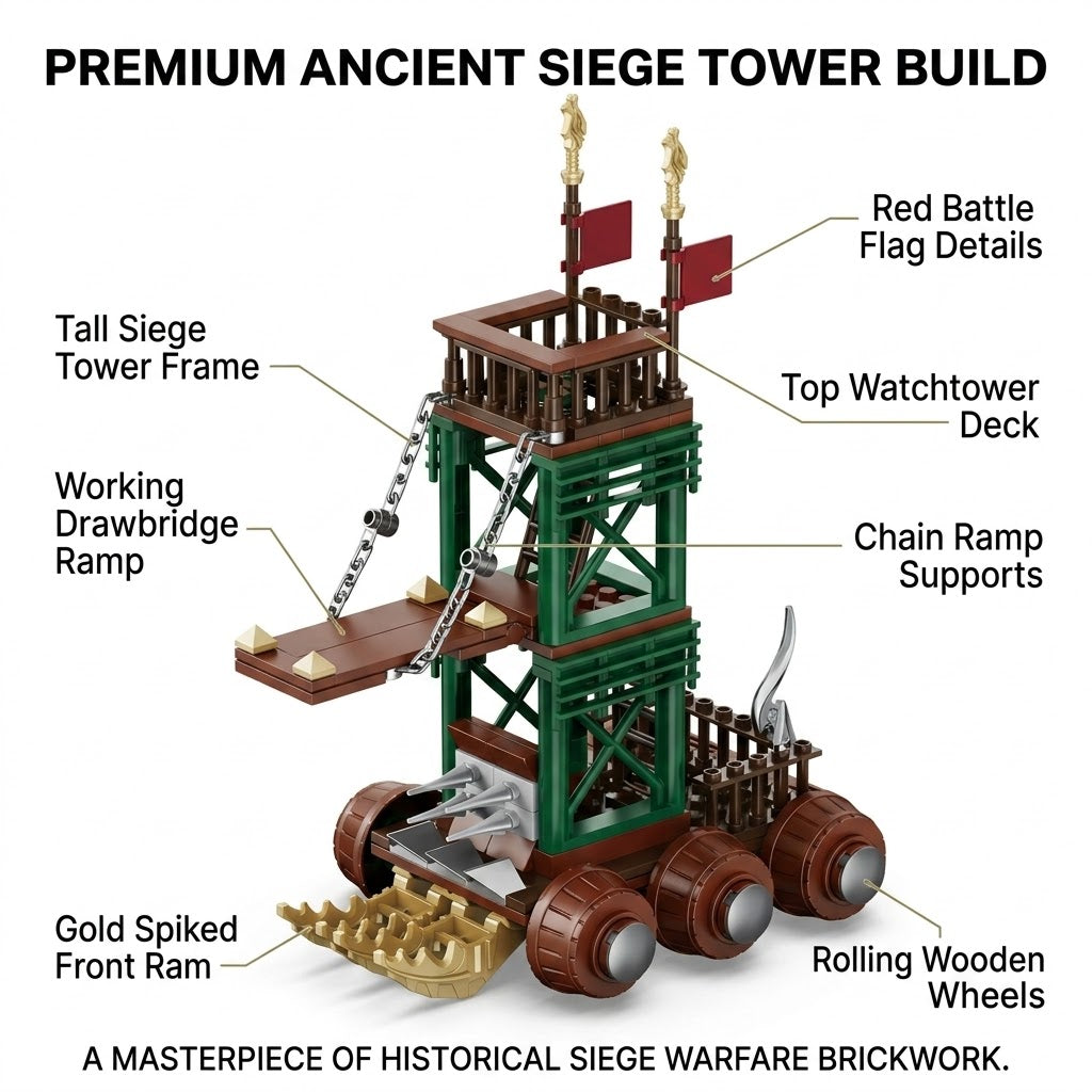 Premium Ancient Siege Tower Building Brick Set