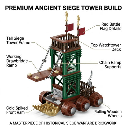 Premium Ancient Siege Tower Building Brick Set