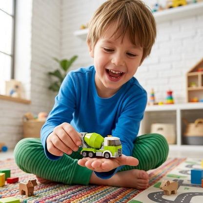 Lime Green Cement Mixer Truck Building Brick Model
